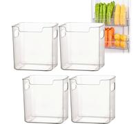 Pwzoax Clear Freezer Storage Bins, Freezer drawer Organizer Bins and Refrigerator Drawers, Stackable Kitchen Cabinet Organizer for Frozen Food, Meat & Veggies (Transparent,S)