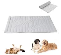 Pwzoax Dog Cooling Mat, Outdoor Cooling Mat for Dogs, Pet CoolingPad for DogsCats, CoolingDog Matfor Large Dogs Summer Indoor Outdoor Use (Gray,Medium)