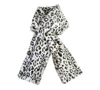 Pwzoax Faux Fur Scarf with Hidden Zipper Pocket, Warm Women's Winter Pull-Through Scarf with Pocket for Phone & Essentials (Snow Leopard)