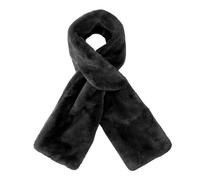 Pwzoax Faux Fur Scarf with Hidden Zipper Pocket, Warm Women's Winter Pull-Through Scarf with Pocket for Phone & Essentials (Black)