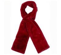 Pwzoax Faux Fur Scarf with Hidden Zipper Pocket, Warm Women's Winter Pull-Through Scarf with Pocket for Phone & Essentials (Red)