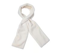 Pwzoax Faux Fur Scarf with Hidden Zipper Pocket, Warm Women's Winter Pull-Through Scarf with Pocket for Phone & Essentials (White)