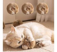 Pwzoax Faux Rabbit Fur Ball Cat Toy, 3.54'' Soft Fluffy Faux Rabbit Fur Balls for Cats, Interactive Cat Toys for Chasing, Kicking & Exercise (3Pcs)
