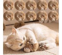 Pwzoax Faux Rabbit Fur Ball Cat Toy, 3.54'' Soft Fluffy Faux Rabbit Fur Balls for Cats, Interactive Cat Toys for Chasing, Kicking & Exercise (10Pcs)