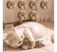 Pwzoax Faux Rabbit Fur Ball Cat Toy, 3.54'' Soft Fluffy Faux Rabbit Fur Balls for Cats, Interactive Cat Toys for Chasing, Kicking & Exercise (6Pcs)