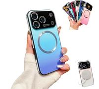 Pwzoax For iPhone 17 Promax Gradient Glass-Gloss Case Compatible with Magsafe, Magnetic Phone Case with Full Camera Lens Protector for iPhone 17 16 15 14 13 Pro MAX (13Pro MAX,Blue)