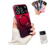 Pwzoax For iPhone 17 Promax Gradient Glass-Gloss Case Compatible with Magsafe, Magnetic Phone Case with Full Camera Lens Protector for iPhone 17 16 15 14 13 Pro MAX (14Pro MAX,Red)