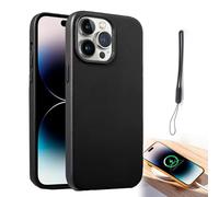 Pwzoax Full-Grain Leather for iPhone 16 Pro Case, Compatible with MagSafe, Metal Buttons & Camera Bump Frame for iPhone 16 15 14 13 Pro MAX (Black,For iphone16 Pro MAX)