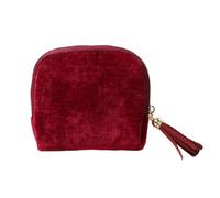 Pwzoax Jewelry Zippered Pocket Case Travel Jewelry Bag Portable Organizer, Mini Foldable Travel Jewelry Pouch with Zipper Tassel and Multiple Compartments for Earrings Necklaces Data Cable (Dark Red)