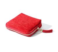 Pwzoax Jewelry Zippered Pocket Case Travel Jewelry Bag Portable Organizer, Mini Foldable Travel Jewelry Pouch with Zipper Tassel and Multiple Compartments for Earrings Necklaces Data Cable (Red)