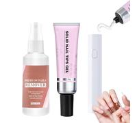 Pwzoax Lulou Magic Solid Nail Glue Kit 3-In-1 Nail Art Kits, Solid Nail Glue Gel for Nail Tip Press on Nails, Solid Nail Glue Remover Tips Gel for Nail Art (1Set)