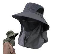Pwzoax Men Sun Hat with Wide Brim and Neck Face Flap UV Protection Fishing Hat for Outdoor Hiking Cycling (Dark Gray,Talla única)