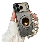 Pwzoax Sparkling Diamond Women's Phone Case with Mirror & Stand for iPhone 17 16 15 14 13 12 11 Pro MAX (17 Pro,Silver)