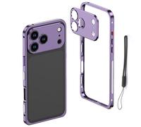 Pwzoax Ultra-Thin Metal Frame Heat Dissipation Case with Lens Protector for iPhone 17 16 15 14 13 Pro MAX (17,Purple)
