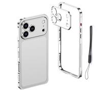 Pwzoax Ultra-Thin Metal Frame Heat Dissipation Case with Lens Protector for iPhone 17 16 15 14 13 Pro MAX (13 Pro,Silver)