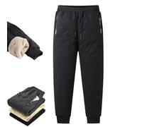 Pwzoax Unisex Thermal Jogging Pants Winter Mens Fleece Lined Pants Sherpa Lined Sweatpants with Zipper Pockets (Black(Close Bottom),6XL)