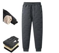 Pwzoax Unisex Thermal Jogging Pants Winter Mens Fleece Lined Pants Sherpa Lined Sweatpants with Zipper Pockets (Grey(Close Bottom),6XL)