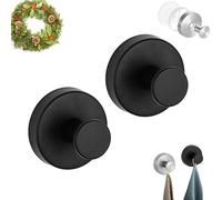 Pwzoax Upgraded Suction Cup Hooks - Wreath Hangers for Front Door, No Drill Suction Cup Hooks for Door Wreaths Bathroom Kitchen Glass (Black,2pcs)