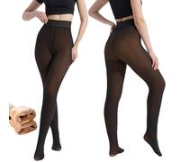 Pwzoax Warm Plush Lined Elasticated Tights, Winter Translucent Fleece Lined Tights Women (Black Sheer Coffee,M)
