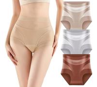 Pwzoax Women's High-Waisted Tummy Control Seamless Boyshorts Silky Soft Full Coverage Panties (3Pcs-f,XL)