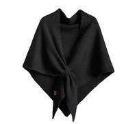 Pwzoax Women's Solid Color Wool Blend Shawl Triangle Scarf Shawl Wraps Knotted Shoulder Sweater Shawls All Seasons (Black)