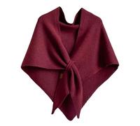 Pwzoax Women's Solid Color Wool Blend Shawl Triangle Scarf Shawl Wraps Knotted Shoulder Sweater Shawls All Seasons (Burgundy)