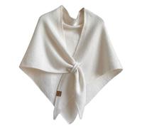 Pwzoax Women's Solid Color Wool Blend Shawl Triangle Scarf Shawl Wraps Knotted Shoulder Sweater Shawls All Seasons (White)