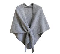 Pwzoax Women's Solid Color Wool Blend Shawl Triangle Scarf Shawl Wraps Knotted Shoulder Sweater Shawls All Seasons (Light Gray)