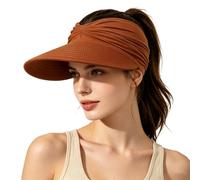 Pwzoax Women's UPF 50+ UV Protection Sun Visor Hat Foldable Lightweight Quick-Dry Wide Brim Caps for Outdoor Sport (Coffee,Talla única)