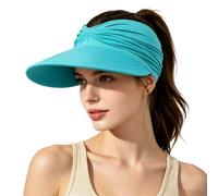 Pwzoax Women's UPF 50+ UV Protection Sun Visor Hat Foldable Lightweight Quick-Dry Wide Brim Caps for Outdoor Sport (Lake Green,Talla única)