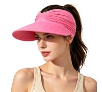 Pwzoax Women's UPF 50+ UV Protection Sun Visor Hat Foldable Lightweight Quick-Dry Wide Brim Caps for Outdoor Sport (Rose Pink,Talla única)