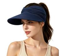 Pwzoax Women's UPF 50+ UV Protection Sun Visor Hat Foldable Lightweight Quick-Dry Wide Brim Caps for Outdoor Sport (Navy Blue,Talla única)