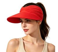 Pwzoax Women's UPF 50+ UV Protection Sun Visor Hat Foldable Lightweight Quick-Dry Wide Brim Caps for Outdoor Sport (Red,Talla única)