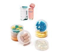 PwZzk Cortador y triturador de pastillas portátil 3 en 1 con pastilleros, compartimentos pequeños de 7 días, divisor de píldoras y molinillo para pastillas, almacenamiento diario pequeño redondo de