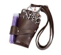 PXAMORTEL Bolsa de peluquería, Bolsa for Tijeras de peluquería, Herramienta de Belleza de PU for peluquería, Pinzas for Peine, Bolsa de Peluquero(Brown)