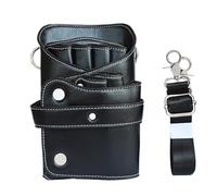 PXAMORTEL Bolsa de peluquería de Piel sintética, Kit de peluquería, cinturón Cruzado, riñonera, Bolsa de Almacenamiento for Tijeras y Horquillas, Bolsa de Peluquero(Black)