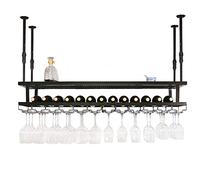 PXAMORTEL Botellero de Metal, Botellero Colgante de Metal, Altura Ajustable de 30 a 60 cm, con Canal for Botellas de Vino y Soporte for Copas, Color Negro, Varios tamaños.(120x30cm)