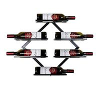 PXAMORTEL Botellero de Metal, Botellero de Pared de Metal for 6 Botellas, Color Negro y Oro Rosa, Organizador for Armario de Cocina y Bar.(Black)