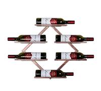 PXAMORTEL Botellero de Metal, Botellero de Pared de Metal for 6 Botellas, Color Negro y Oro Rosa, Organizador for Armario de Cocina y Bar.(Rose Gold)