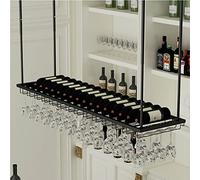 PXAMORTEL Botellero de Metal, Botellero de Techo de Metal for Colgar vinos, Altura y Ancho Ajustables, Color Negro, 60-140 x 27 x 8 cm(140x27x8cm)