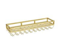 PXAMORTEL Botellero de Metal, Estante de Pared metálico for vinos y Copas con estantes flotantes, Multicolor, Dos tamaños(Gold,100 * 25 * 14cm/39.4 * 9.8 * 5.5in)