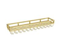 PXAMORTEL Botellero de Metal, Estante de Pared metálico for vinos y Copas con estantes flotantes, Multicolor, Dos tamaños(Gold,120 * 25 * 14cm/47.2 * 9.8 * 5.5in)