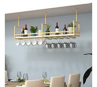 PXAMORTEL Botellero de Metal, Soporte for Copas de Vino for Colgar en el Techo, de Metal, Madera Maciza, Multicolor, Varios tamaños(Gold,120 * 30 * 60CM(47 * 12 * 24 in))