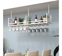 PXAMORTEL Botellero de Metal, Soporte for Copas de Vino for Colgar en el Techo, de Metal, Madera Maciza, Multicolor, Varios tamaños(White,120 * 30 * 60CM(47 * 12 * 24 in))