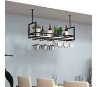 PXAMORTEL Botellero de Metal, Soporte for Copas de Vino for Colgar en el Techo, de Metal, Madera Maciza, Multicolor, Varios tamaños(Black,100 * 30 * 60CM(39 * 12 * 24 in))