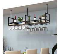 PXAMORTEL Botellero de Metal, Soporte for Copas de Vino for Colgar en el Techo, de Metal, Madera Maciza, Multicolor, Varios tamaños(Black,120 * 30 * 60CM(47 * 12 * 24 in))