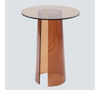 PXAMORTEL Mesa Auxiliar acrílica, Mesa de Centro, Mesa Auxiliar de acrílico con Tablero de Vidrio Templado Redonda de 44 x 56 cm (17 x 22 Pulgadas)