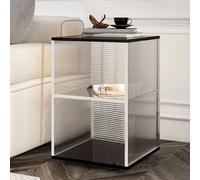 PXAMORTEL Mesa Auxiliar acrílica, Mesa de Centro, Mesa Auxiliar de acrílico de 3 Niveles con Almacenamiento, Color Negro Transparente, Varios tamaños(Clear,H 50CM)