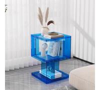 PXAMORTEL Mesa Auxiliar acrílica, Mesa de Centro, Mesa Auxiliar de acrílico de 3 Niveles con Borde abatible, 40 x 40 x 60 cm, Multicolor(Blue)