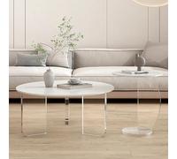 PXAMORTEL Mesa Auxiliar acrílica, Mesa de Centro, Mesa de Centro con Patas de acrílico y Tablero de Roca en Varios tamaños(Large)